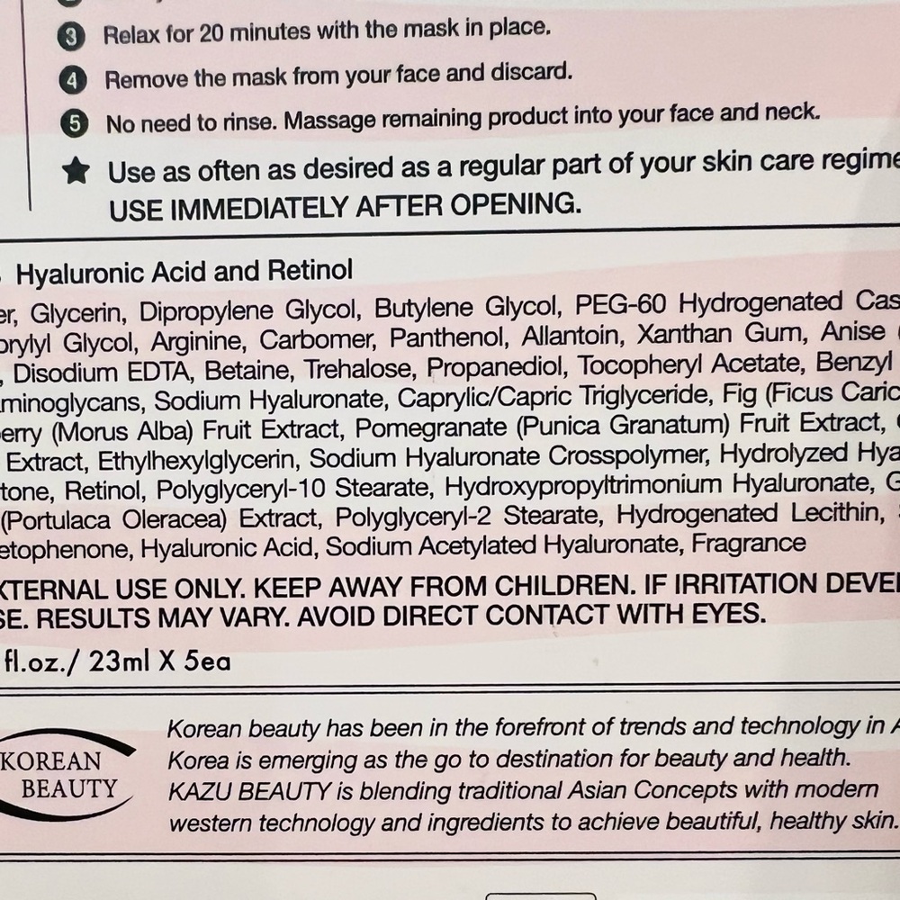 Kazu Korean Beauty Facial Sheet Mask Set - Picture 11 of 11